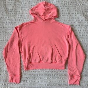 Skims Light French Terry Cropped Hoodie in Coral Pink Size Women’s Small